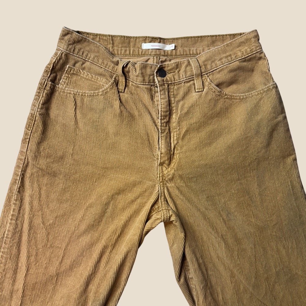 Levi's Corduroy Pants Womens 29 '94 Baggy Tan High Rise Straight Wide Leg Cotton